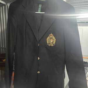 Ralph Lauren Blue Label Black Blazer with Gold Emblem